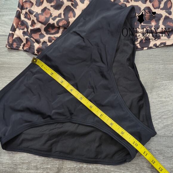 Tempt Me High Neck Leopard Tankini Swimsuit Size M - Picture 6 of 7